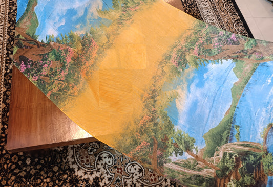 Canvas look Digital Printed Orange base Summer stole