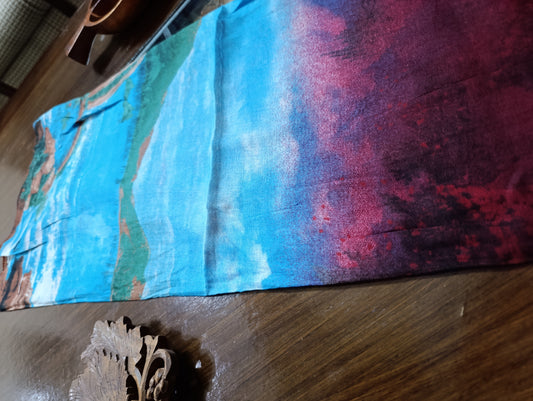 Canvas look Digital Printed Maroon base Summer stole