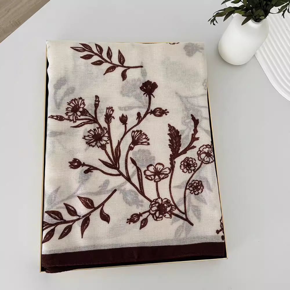 Ink Style free-hand orchid Beige Siya Scarf