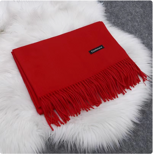 Solid Dark Red Color Thin Cashmere Stole