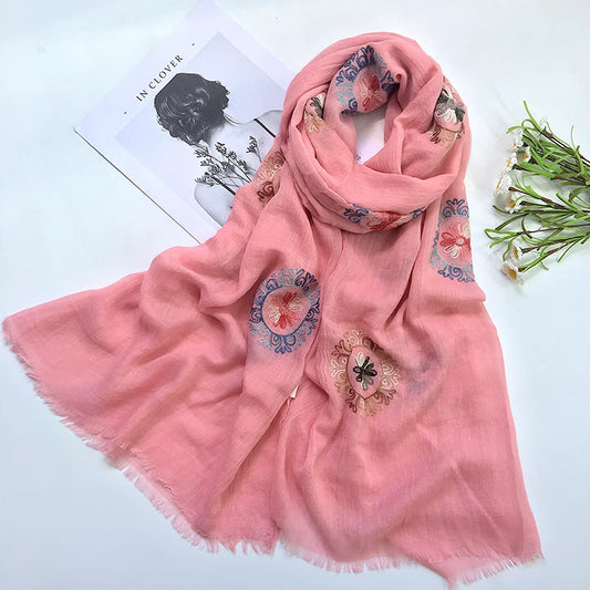 Embroidered Leather Pink Stole