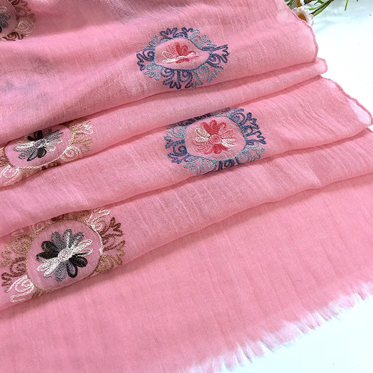 Embroidered Leather Pink Stole