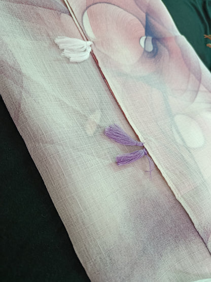 Spiral Pattern Stole with Tassels (Off-white, Pink, Indigo)