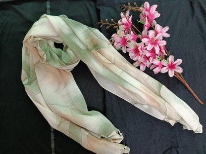 Spiral Pattern Stole with Tassels (Off-white, Skin, Green)