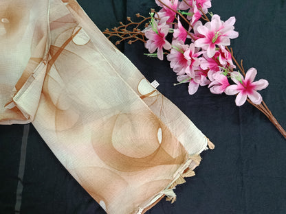 Spiral Pattern Hijab with Tassels (Off-white, Light Brown)