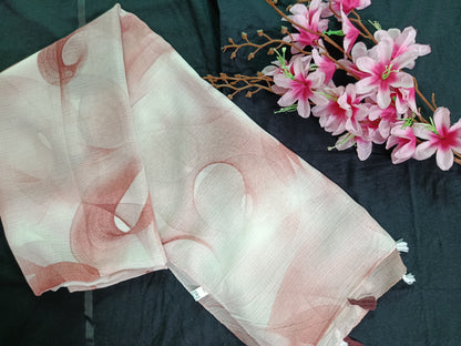 Spiral Pattern Hijab with Tassels (White, Pink, Maroon)