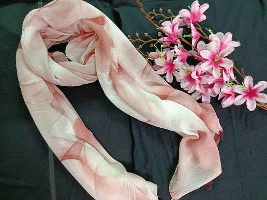 Spiral Pattern Hijab with Tassels (White, Pink, Maroon)