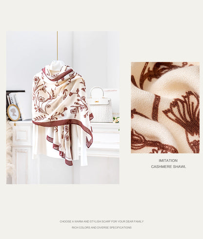 Ink Style free-hand orchid Beige Siya Scarf
