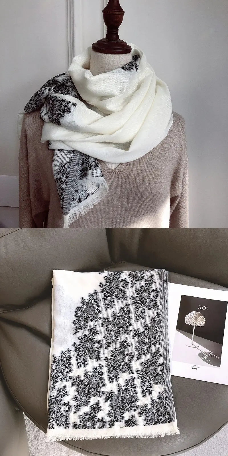 Raw Edge Style Summer Jacquard Stole