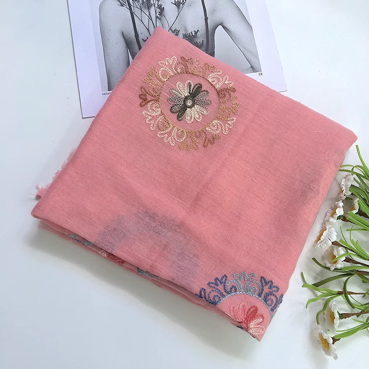 Embroidered Leather Pink Stole
